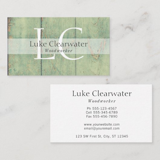 Rustic Reclam  Barnwood | Monogram Visitekaartje (Voorkant / Achterkant)