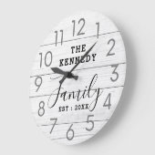 Rustic Reclam White Wood Farmhouse Familienaam Grote Klok (Hoek)