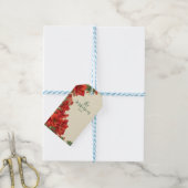 Rustic Red Amaryllis Christmas Cadeaulabel (Met Touw)