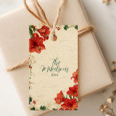Rustic Red Amaryllis Christmas Cadeaulabel