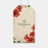 Rustic Red Amaryllis Christmas Cadeaulabel (Voorkant)