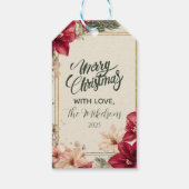 Rustic Red Amaryllis Christmas Cadeaulabel (Achterkant)