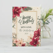 Rustic Red Amaryllis Christmas Feestdagenkaart (Staand voorkant)