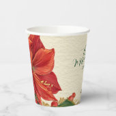 Rustic Red Amaryllis Christmas Papieren Bekers (Links)