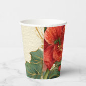 Rustic Red Amaryllis Christmas Papieren Bekers (Rechts)