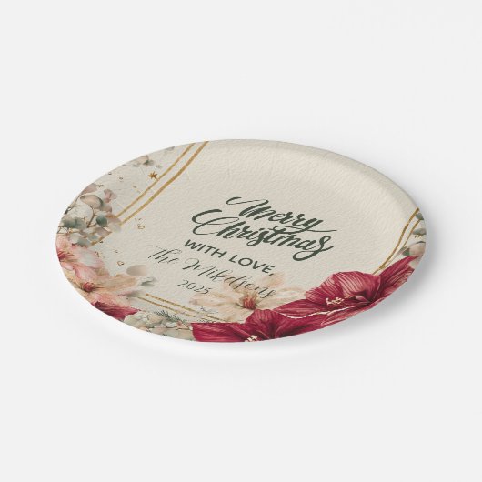 Rustic Red Amaryllis Christmas Papieren Bordje (Gekanteld)