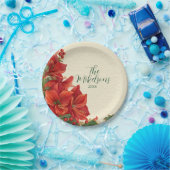 Rustic Red Amaryllis Christmas Papieren Bordje (Feest)