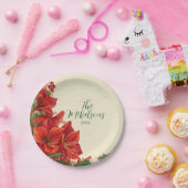 Rustic Red Amaryllis Christmas Papieren Bordje (Feest)