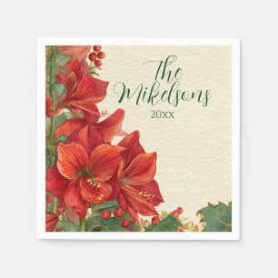 Rustic Red Amaryllis Christmas Servet