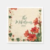 Rustic Red Amaryllis Christmas Servet (Voorkant)