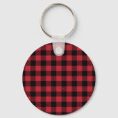 Rustic Red and Black Buffalo Plaid Flannel Sleutelhanger (Voorkant)