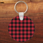 Rustic Red and Black Buffalo Plaid Flannel Sleutelhanger (Achterkant)