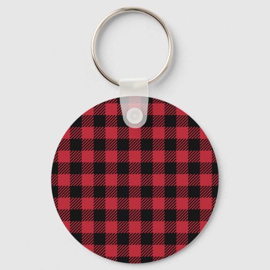 Rustic Red and Black Buffalo Plaid Flannel Sleutelhanger (Achterkant)