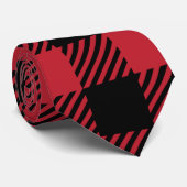 Rustic Red and Black Buffalo Plaid Flannel Stropdas (Opgerold)