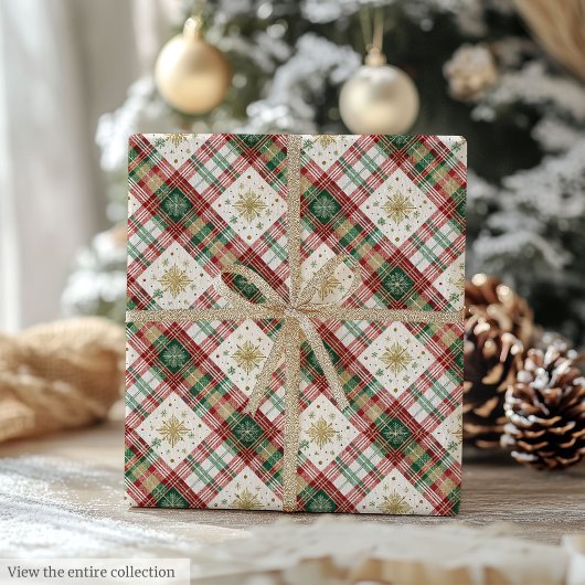 Rustic red and green watercolor greenery gift wrap cadeaupapier