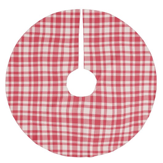 Rustic Red and White Gingham Plaid Kerstboom Rok (Voorkant)