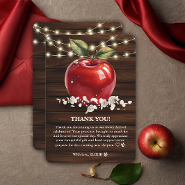 Rustic Red Apple Floral Baby shower Bedankkaart