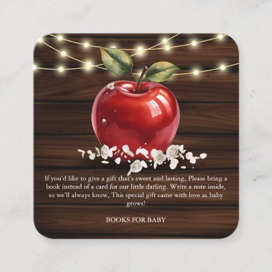 Rustic Red Apple Floral Baby shower Informatiekaartje (Voorkant)