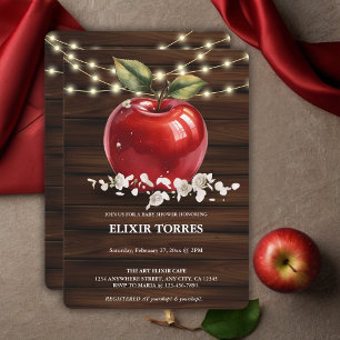 Rustic Red Apple Floral Baby shower Kaart