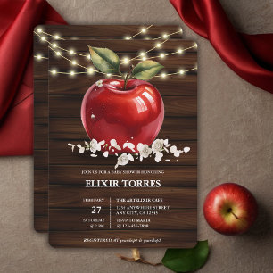 Rustic Red Apple Floral Baby shower Kaart