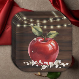 Rustic Red Apple Floral Baby shower Papieren Bordje