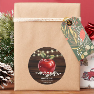 Rustic Red Apple Floral Baby shower Ronde Sticker