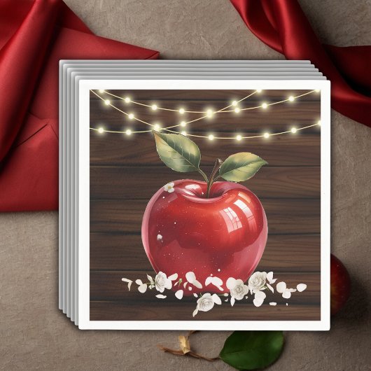 Rustic Red Apple Floral Baby shower Servet