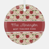 Rustic Red Apple Pattern Teacher Appreciation Glas Ornament (Voorkant)