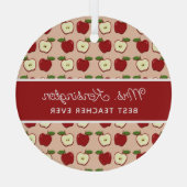 Rustic Red Apple Pattern Teacher Appreciation Glas Ornament (Achterkant)