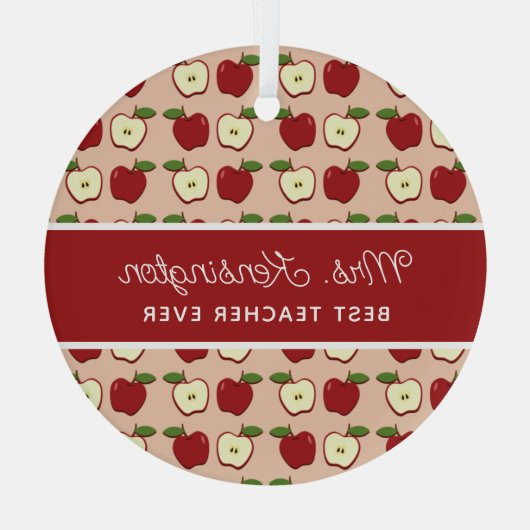 Rustic Red Apple Pattern Teacher Appreciation Glas Ornament (Achterkant)