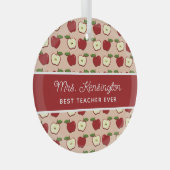 Rustic Red Apple Pattern Teacher Appreciation Glas Ornament (Voorkant Rechts)