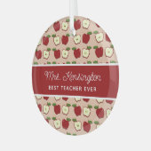 Rustic Red Apple Pattern Teacher Appreciation Glas Ornament (Voorkant links)