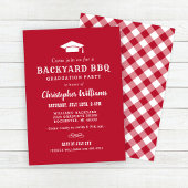 Rustic Red Backyard BBQ Graduation Party Kaart