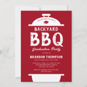 Rustic Red Backyard BBQ Graduation Party Kaart (Voorkant)