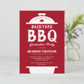 Rustic Red Backyard BBQ Graduation Party Kaart (Staand voorkant)