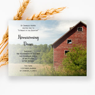 Rustic Red Barn Country Homecomecoming Dance Kaart