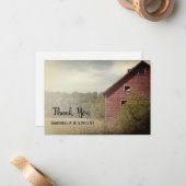 Rustic Red Barn country Weddenschap Notitiekaartje (Voorkant / Achterkant in situ)