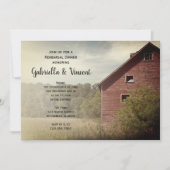 Rustic Red Barn Country Wedding Rehearsal Dinner Kaart (Voorkant)