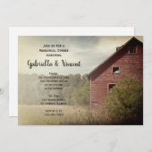 Rustic Red Barn Country Wedding Rehearsal Dinner Kaart (Voorkant / Achterkant)