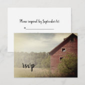 Rustic Red Barn Country Wedding RSVP Response Kaartje (Voorkant / Achterkant)