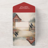 Rustic Red Barn, Crows, Farmstead Rural Wedding | All In One Uitnodiging (Buitenkant)