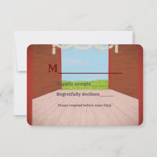 Rustic Red Barn en Daisies Country Wedding RSVP Kaartje (Voorkant)