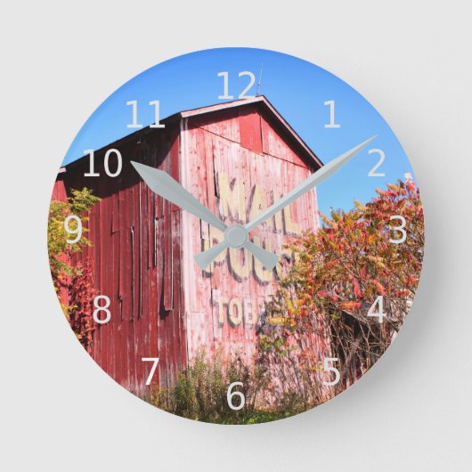 Rustic Red Barn Ronde Klok (Voorkant)