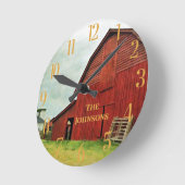 Rustic Red Barn Scene personaliseren Ronde Klok (Hoek)