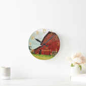 Rustic Red Barn Scene personaliseren Ronde Klok (Huis)