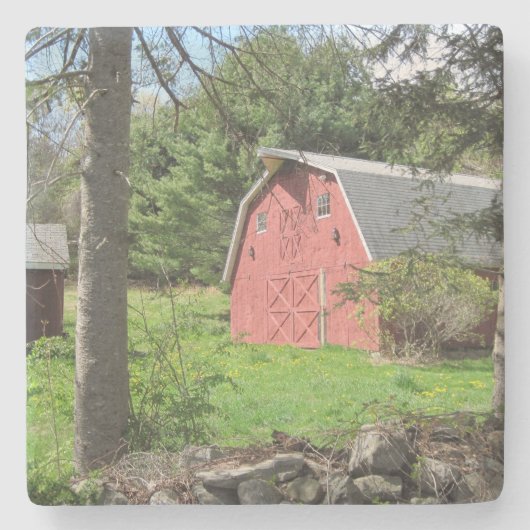 Rustic Red Barn Stenen Onderzetter (Voorkant)