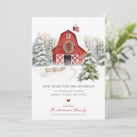 Rustic Red Barn Verhuisaankondiging Aankondiging (Staand voorkant)