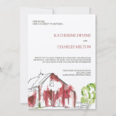 Rustic Red Barn Wedding Invitation Kaart (Voorkant)