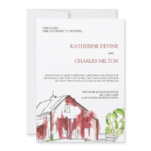 Rustic Red Barn Wedding Invitation