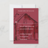 Rustic Red Barn Wedding RSVP Reply Card (Voorkant)